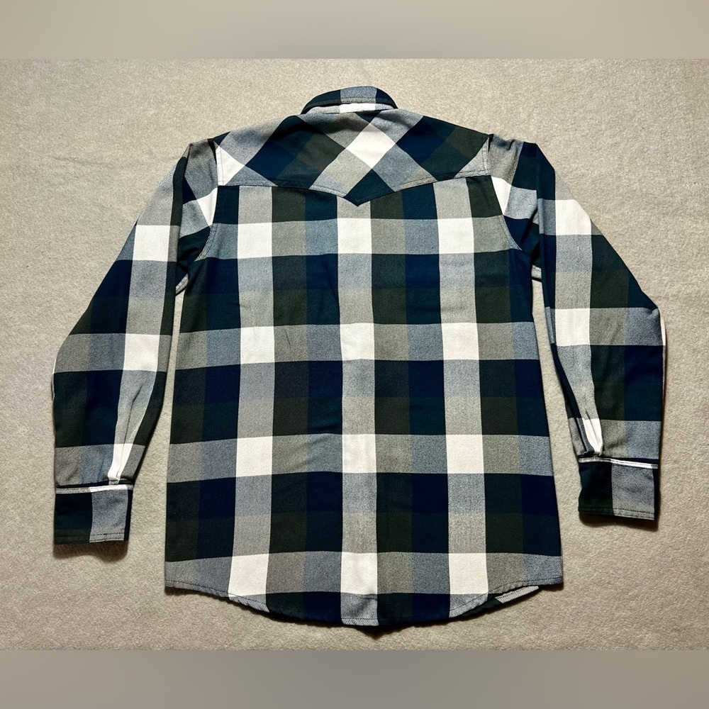 Triveni Denim Men’s Medium Blue White Plaid Button Down Shirt Cotton Blend - Picture 4 of 4